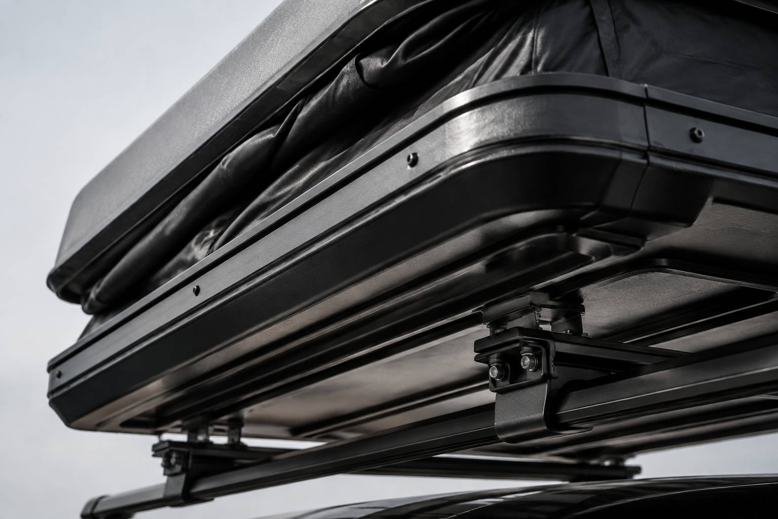 Hard shell tent underside and mounting detail